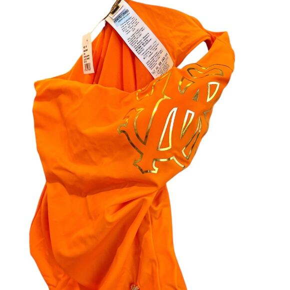 ROBERTO CAVALLI Women's One Shoulder One Piece Swimsuit Orange XS NWT - Picture 4 of 6